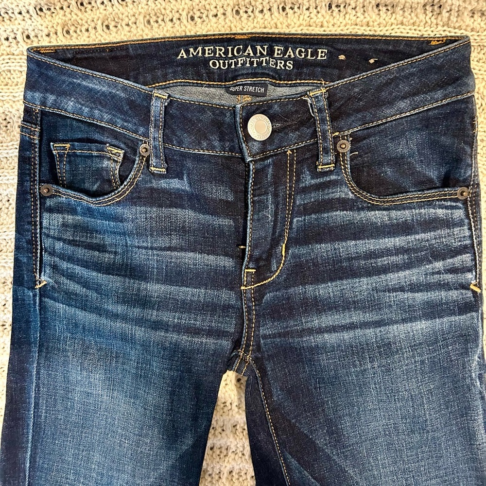 American Eagle Outfitters Skinny Kick Super Stretch Blue Jeans with Stretch
